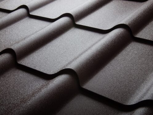 Close up of metal roof tile
