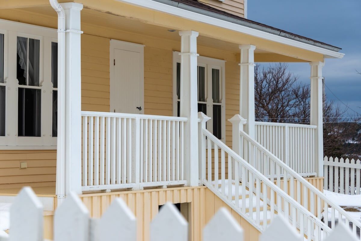 A roofed porch
