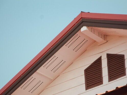 roof intake vents-view of ventilation under eaves of house