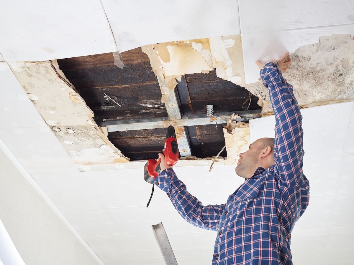 water damaged ceiling leak