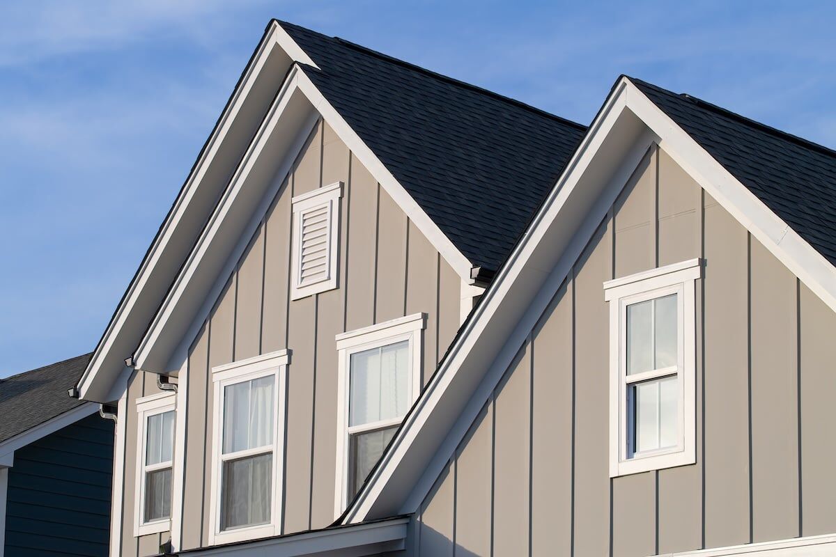 White roof trim on beige house