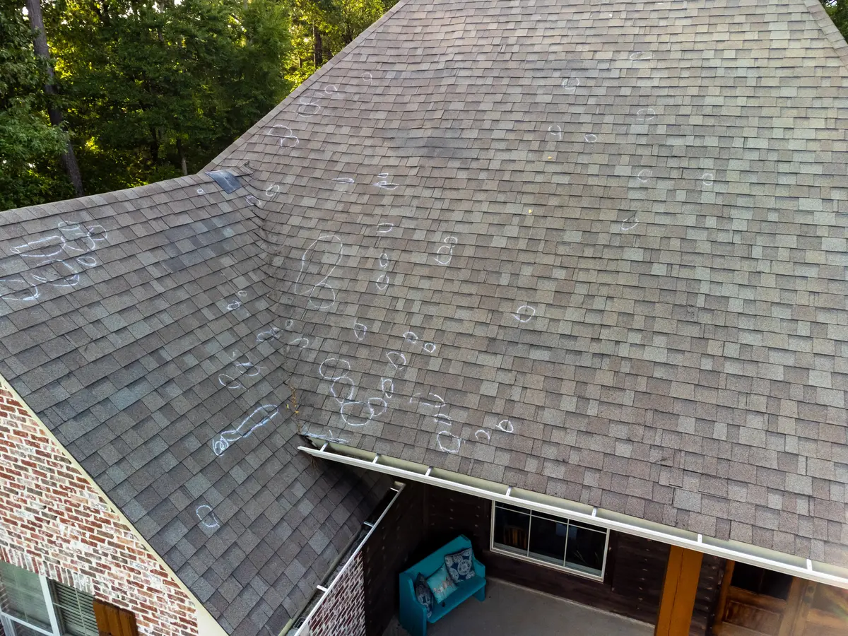 a hail damaged roof
