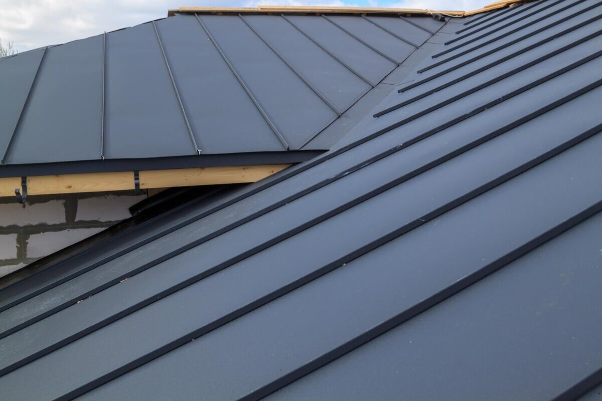 black standing seam metal roof
