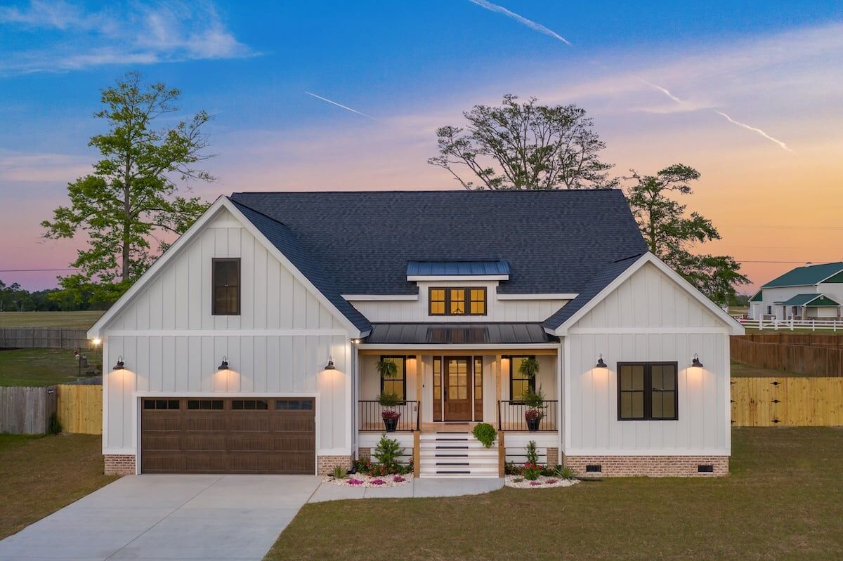 Exterior of a new modern built home with wood accents
