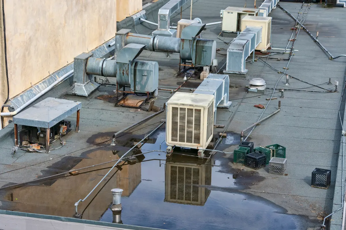 ponding on commercial roof