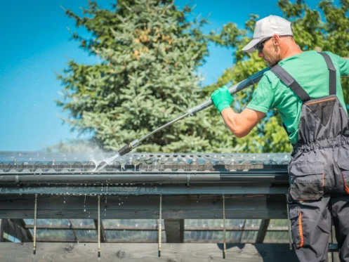 power washing gutters