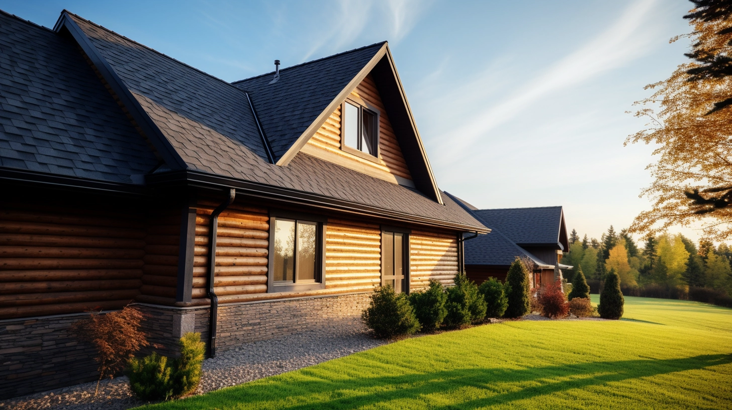 beautiful residential type home with green grass and blue sky in background